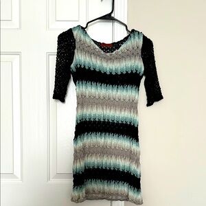 Elegant Missoni Black and Blue Knit Dress/Bathing Suit Cover up